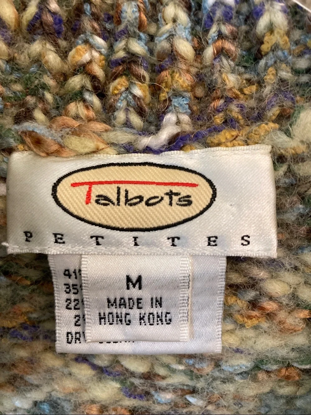 Talbots Petite Multicolor Wool Blend Knit Button Vest - Green/Blue/Gold